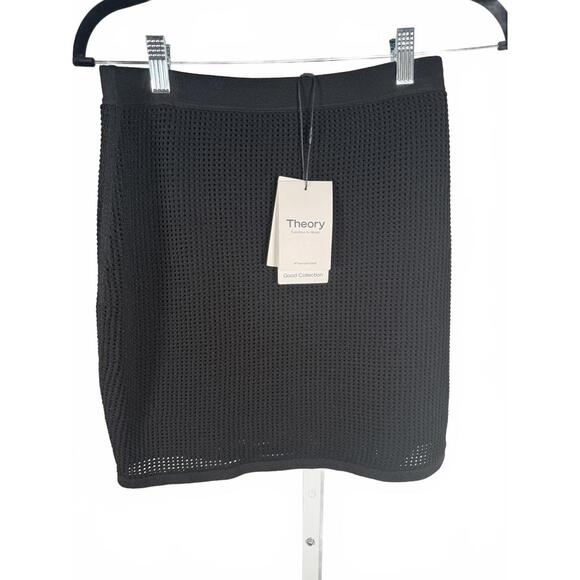NWT Theory Black Compact Crepe Pointelle Knit Skirt Size Small - Picture 1 of 5